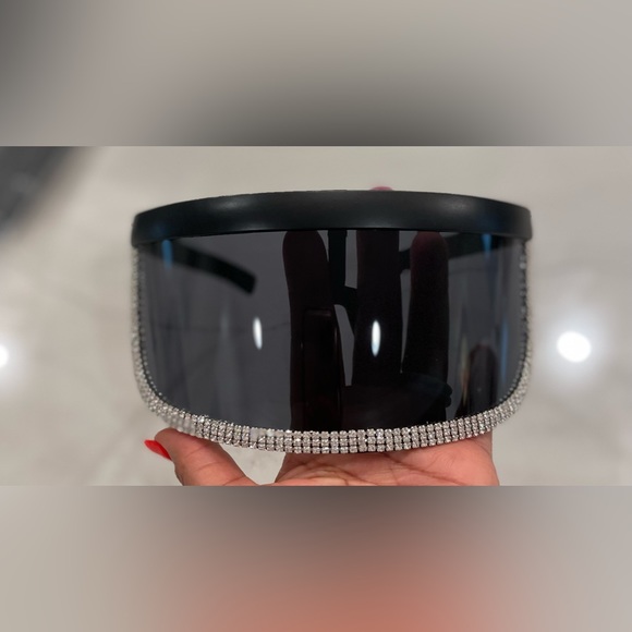 Rhinestone Sunglass Shield Visor - Picture 3 of 7
